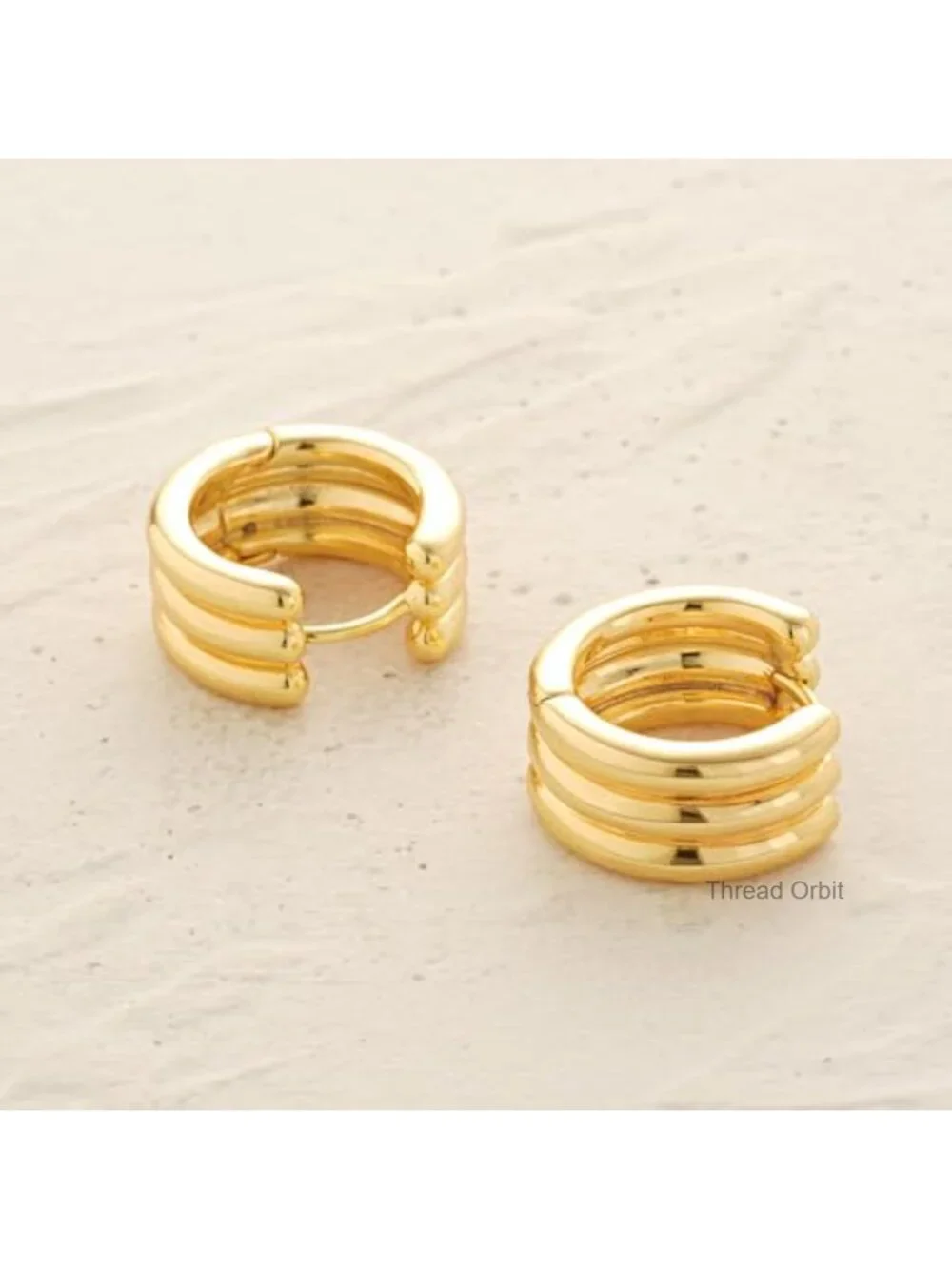 14K Gold Plated Chunky Huggie Hoop Earrings Hypoallergenic Everyday Jewelry